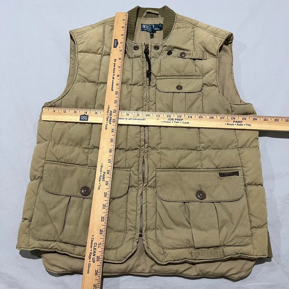 Vintage Polo Ralph Lauren Mens Khaki Quilted Body Warmer Gilet Puffer Vest Sz M